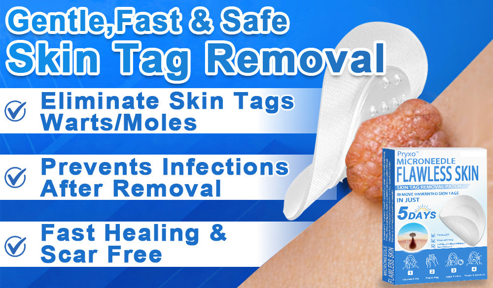 👨‍⚕️ Pryxo™ 2-in-1 Microneedle & Hydrocolloid Patch | Raised Moles,Acne,  Flat Warts & Skin Tags Remover | Improves Wrinkles, Scars & Blemishes | Invisible Pimple Patches for Face & Body