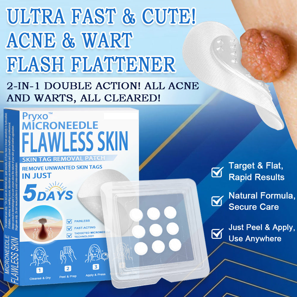 👨‍⚕️ Pryxo™ 2-in-1 Microneedle & Hydrocolloid Patch | Raised Moles,Acne,  Flat Warts & Skin Tags Remover | Improves Wrinkles, Scars & Blemishes | Invisible Pimple Patches for Face & Body